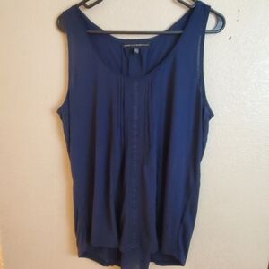 WHBM Blue Sleeveless Lace up Mesh Top